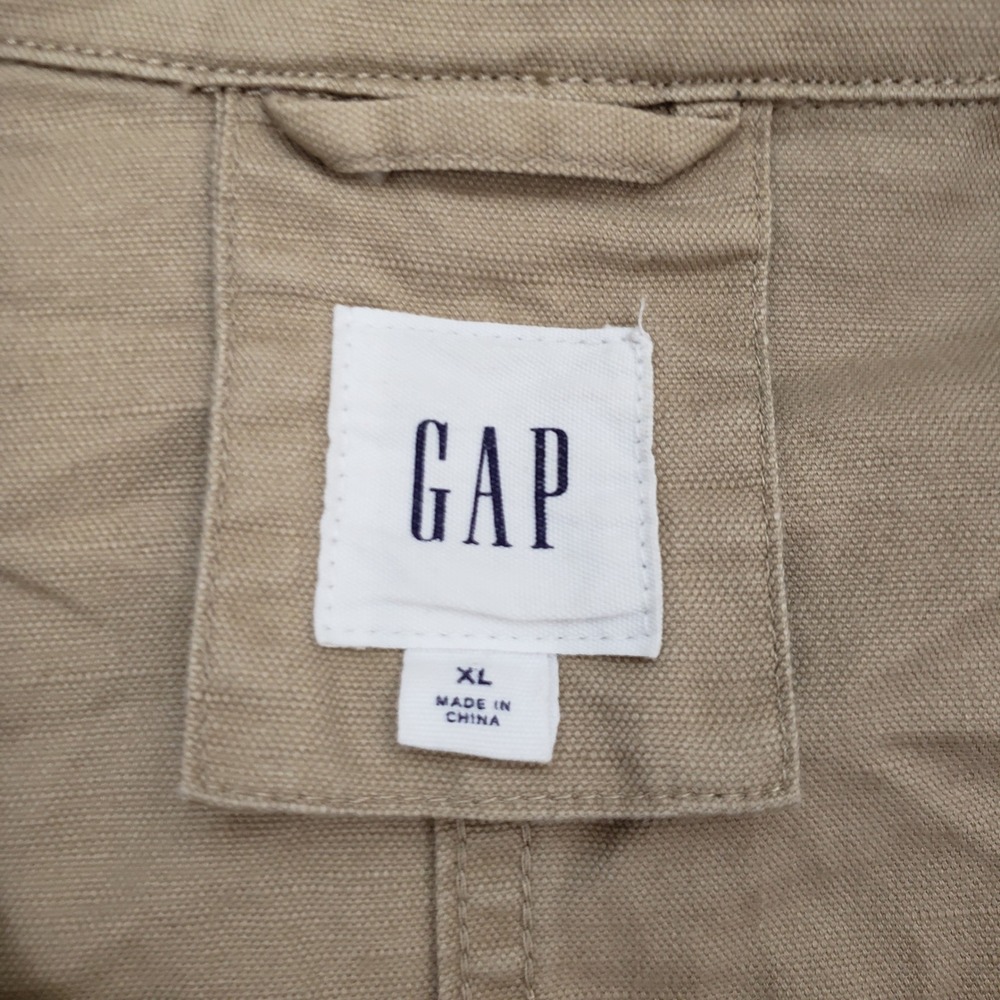 GAP Jacket Women XL Khaki Tan Cotton Linen Blend Utility Field Button Ladies - Picture 4 of 9
